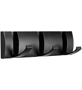 Vanloory Folding Coat Hooks, Wall Mounted Coat Rack with 3 Retractable Hooks, Heavy Duty Towel Ra...