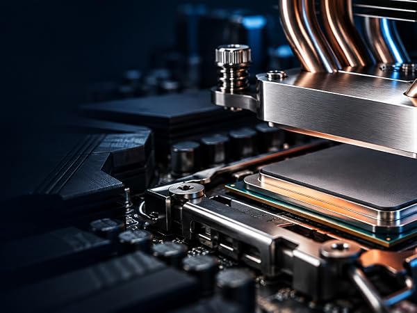 heat sink being lowered on to CPU