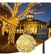 Minetom Solar String Lights Outdoor Waterproof- 40 FT 100 LED Solar Powered String Lights with 8 ...