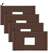 4-Pack Bank Deposit Money Bags with Zipper, PU Leather Cash Pouches with Label, 11.2 x 6.1 Inches...