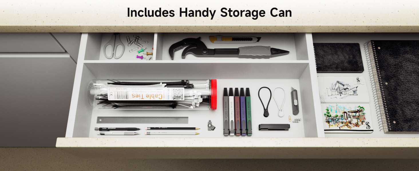 Resealable container for storing nylon cable ties, ideal for organizing and securing cables.