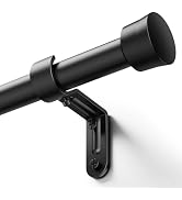 Yafex Curtain Rods for Windows 33-45 Inch, 6/8” Diameter Adjustable Black Curtain Rod, Short Spli...