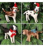 Juegoal Christmas Felt Dogs Ornaments Set of 4, Xmas Wool Puppy Hanging Decor, Felt Animal Crafts...