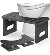 Foldable Toilet Stool, 7 Inch Poop Stool for Bathroom, Bamboo Toilet Stool Squat Adult, Collapsib...