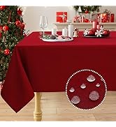 Smiry Rectangle Linen Tablecloth, Waterproof Spillproof Anti-Wrinkle Burlap Table Cloth, Washable...