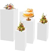 SimpMyloobe 5 PCS Square Pedestal Stands, Square Plinths Dessert Table Cube Display Pillars, Cake...