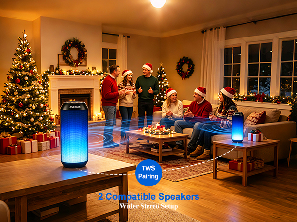 TWS pairing: Connect 2 speakers for a wider stereo sound at home, parties, gatherings or outdoors.