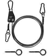 TooTaci 15ft Outdoor Clothesline Kit, 3/16" Black PVC Coated Wire Rope Heavy Duty Portable Clothe...