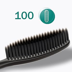 Black bristle long handle toothbrush with 100 holes