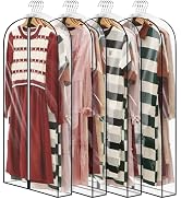 Perber 50" All Clear Garment Bags for Hanging Clothes, 4" Gusseted Suit Bags for Closet Storage, ...