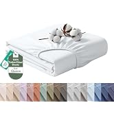 Royale Linens 100% Organic Cotton Queen Fitted Sheet Only - Percale Weave - Super Soft Deep Pocke...