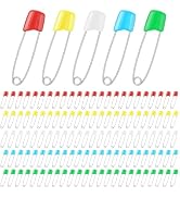 120 Pcs Diaper Pins,2.2 Inch Baby Safety Pins Colorful Stainless Steel Diaper Nappy Pins for Clot...