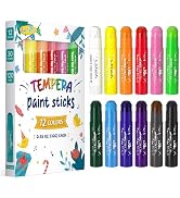 JUPITEARTH 12 Colors Solid Tempera Paint Sticks for Kids Washable, Non-Toxic, Smooth and Quick Dr...