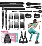 Pilates Bar Kit with Resistance Bands, Multifunctional Yoga Pilates Bar with Heavy-Duty Metal Adj...