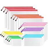 SUNEE Multisize Mesh Zipper Pouches (7 Colors, 21 Packs), Water-Resistant Zip Bag for School Offi...