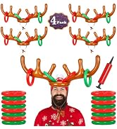 4 Pack Inflatable Reindeer Antler Ring Toss Game (4 Antlers 16 Rings) Reindeer Antler Hat Ring To...