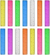 14 Packs 6 Inch Small Rulers for Kids, Plastic School Ruler with Inches and Centimeters, Assorted...