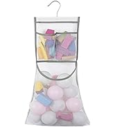 ALYER Hanging Bath Toy Bag,Mesh Nursery Organizer for Clothing Diapers Toys (Gray)