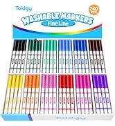 Toidgy 240 PCS Washable Markers for Kids, Colored Markers Bulk for School, Thin Marker Set in 12 ...