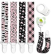 PUTSKA Girls Pacifier Clip - 4 Pack Set of Unique Modern Design. Binky Clip Fits All Pacifiers/So...