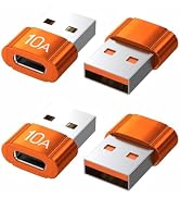 USB to USB C Adapter 4 Pack,10A 200W Fast Charging USB2.0 480Mbps Data Transfer,USB C Female to A...