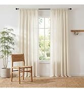 NICETOWN Natural Thick Linen Curtains 108 inches Long for Bedroom, Pinch Pleated/Rod Pocket/Back ...