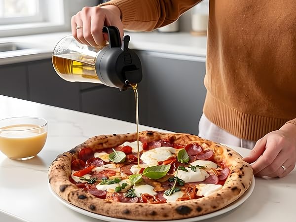Oil dispenser for kitchen – Airpify 2-in-1 oil and vinegar bottle for cooking, salad, and baking.