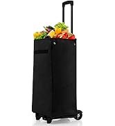 Safstar 2-in-1 Folding Shopping Cart, Grocery Laundry Utility Cart Hand Truck w/Detachable Storag...