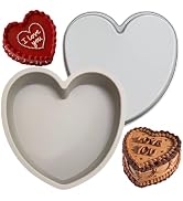 MarStore Heart Shaped Cake Pans 8 Inch – Set of 2 Nonstick Silicone Heart Cake Pan for Baking, Ov...