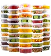 Dealusy 50 Set 8 oz Deli Containers with Lids, Leak-Proof BPA Free Plastic Take Out Bowls, Food S...