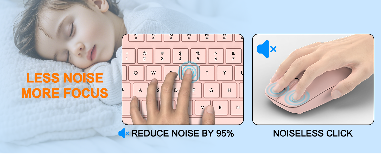Wireless Keyboard and Mouse Combo Full Size Silent Ergonomic Keyboard Mouse Cordless Mouse Keyboard