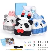 Crochet Kit for Beginners - 3 PCS Pandas Crochet Kit, Learn to Crochet, Include Step-by-Step Vide...