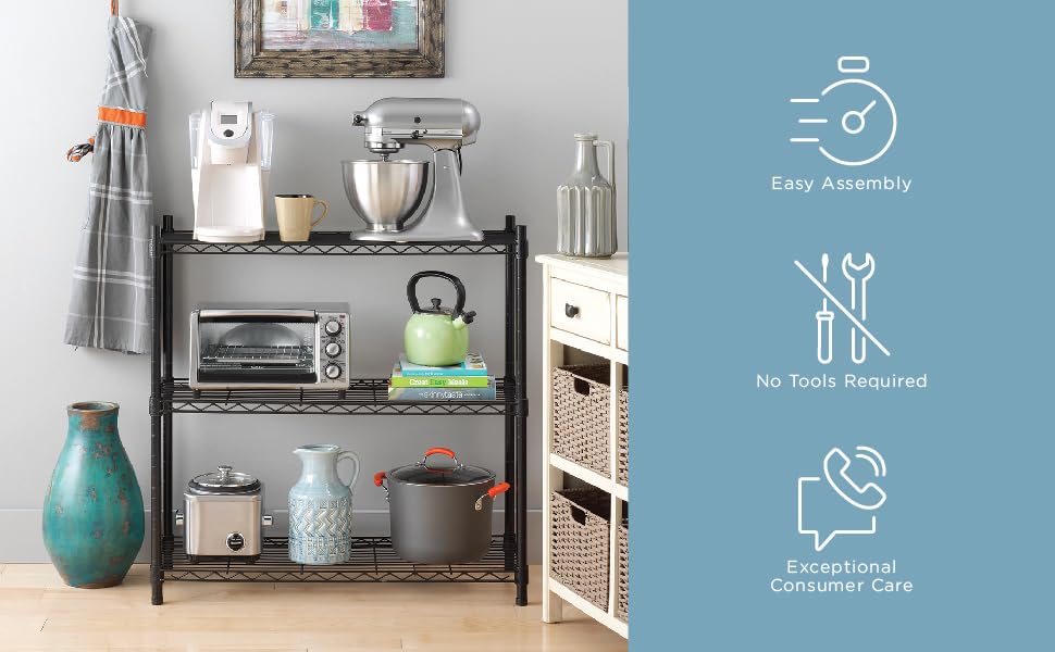 Whitmor Supreme 3-Tier Adjustable Shelving - Black