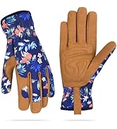 Womens Gardening Weeding Gloves, Leather Garden Glove for Women Thorn Proof No Stab for Digging, ...