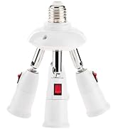 4-in-1 Light Socket Splitter Adapter - E26/E27 Light Socket Expander with Switch, 360° Adjustable...