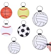 CALFOVERA 5PCS 5 Styles Baseball PU Leather Keychain Round Football Basketball Charm Keyring Bulk...