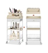 NauwaBarn Makeup Organizer Cart with Removable Cosmetic Display Case, Large Makeup Cart with Draw...