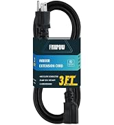FNXPOW Indoor Extension Cord, 12 Gauge 3 Prong Weatherproof Heavy Duty Black Extension Cords, 12/...