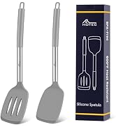 HOTEC Silicone Spatula Set of 2 Heat-Resistant 600°F & BPA-Free Kitchen SaptulaTurner with Stainl...