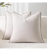 Ailuteie Corduroy Throw Pillow Covers 18x18 Set of 2 – Boho Decorative Pillow Covers for Couch, S...