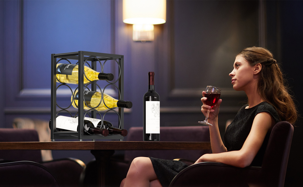 Modern Freestanding Metal Countertop Wine Bottle Holder