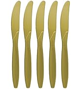 Amcrate Gold Disposable Medium Weight Plastic Knives - Ideal for Weddings, Party’s, Birthdays, Di...