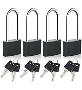 DELSWIN Covered Aluminum Lock, 2-1/2 Inch Long Shackle Locker Lock with 8 Keys, Weatherproof Padl...