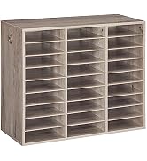 HOOBRO Literature Organizer, 27 Compartments Wooden Mail Organizer, Countertop Literature Sorter ...