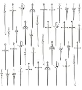 Anglecai 40 PCS Sword Bookmark, 10 Styles Silver Antique Sword Bookmarks | Antique Swords Knife B...