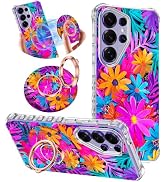 v-Golvin for Galaxy S26 Ultra Case,Magnetic Removable Floral Phone Ring Stand, 360°Rotation MagSa...