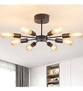 ANWIO 8 Lights Sputnik Chandelier, Semi Flush Mount Ceiling Light Fixture, Mid Century Vintage In...
