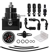 TEMSONE Adjustable Fuel Pressure Regulator Set Universal EFI FPR with 30-70 Psi Gauge 6AN - 6AN F...