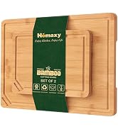 Homaxy Organic Bamboo Cutting Boards Set for Kitchen Set of 2, Wooden Cutting Board Set with Juic...