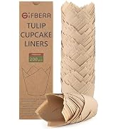 Gifbera 200pcs Natural Tulip Cupcake Liners Paper Baking Cups with Unbleached Parchment Paper, Me...